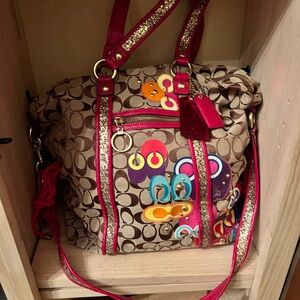 Stylish Brown and Red Designer Tote Bag